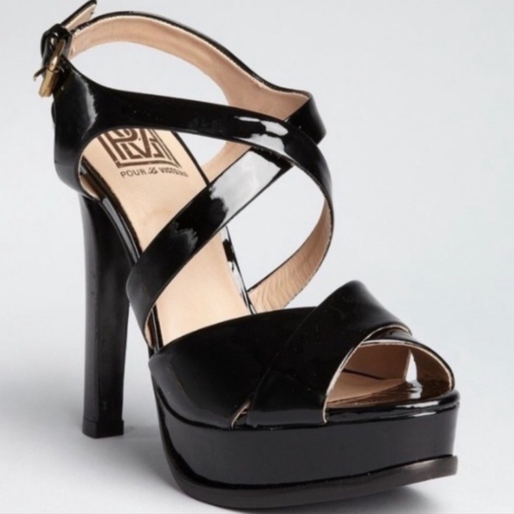 Pour La Victoire Hiro Patent Leather Platform Sandals